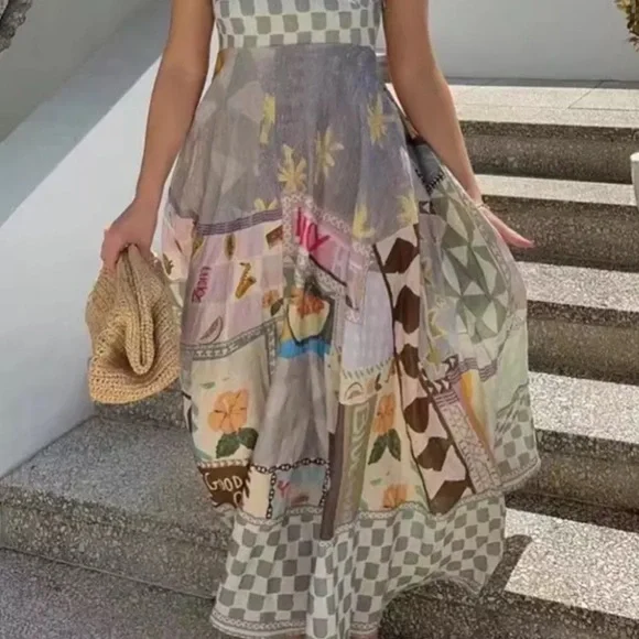 EmmaLee Runway Patchwork Maxi Sun Dress, Couture Lux Maxi Gown - Picture 12 of 16